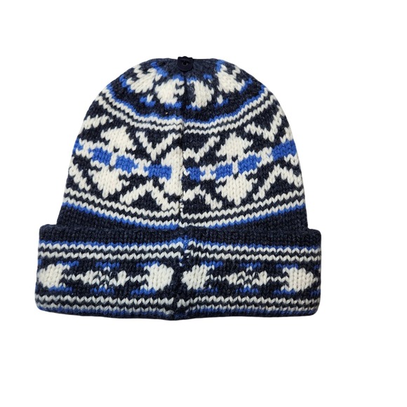 NWT Polo Ralph Lauren Blue Fair Isle Beanie Unisex Winter Hat Rare One Size
